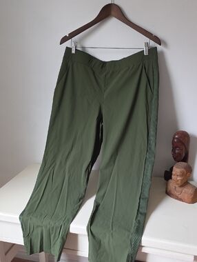 Women’s Olive Green Track Pants with Side Stripe
